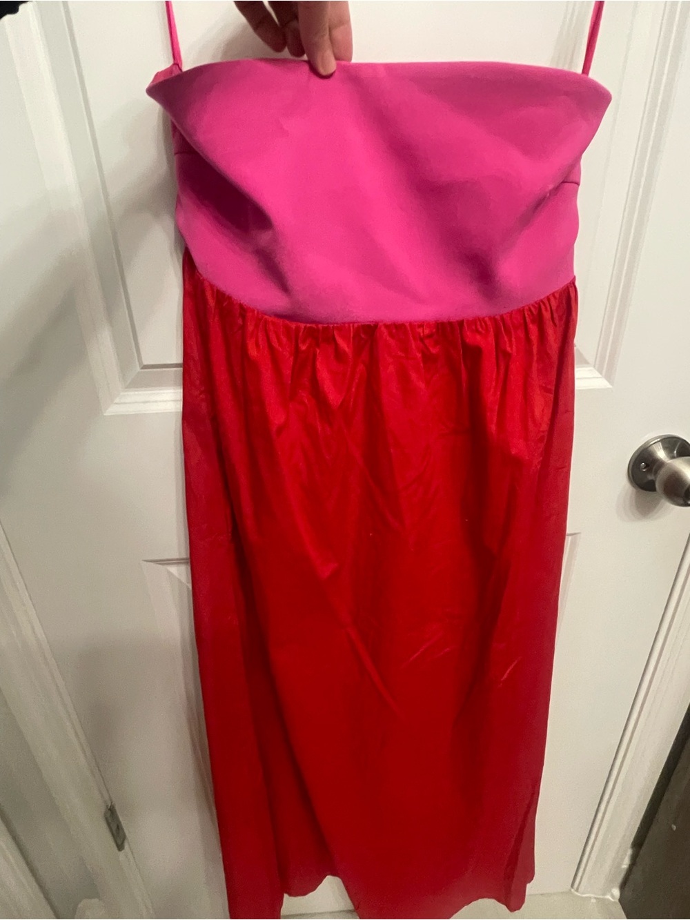 TCEC Pink and Red Strapless Colorblock Dress NWOT